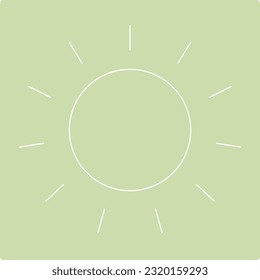 vector icon of the sun on an olive background, single line leaf art, environmental icon of the sun plant , abstract background with sun