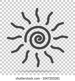 Vector icon sun on transparent background