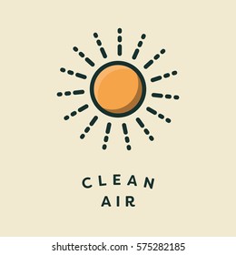 Vector icon of sun with text clean air