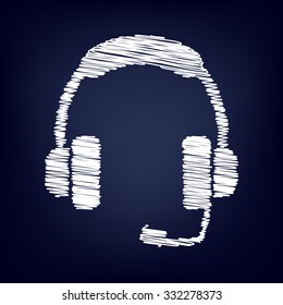 Vector icon of support with chalk effect  