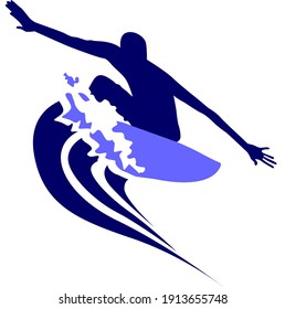 vector icon with surfing sport illustration