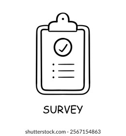 Vector icon for survey clipboard with checklist.