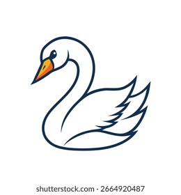 ícone de vetor de cisne sobre fundo branco