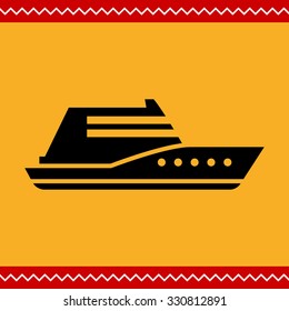 Vector icon of swimming private yacht silhouette