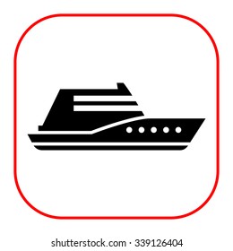 Vector icon of swimming private yacht silhouette