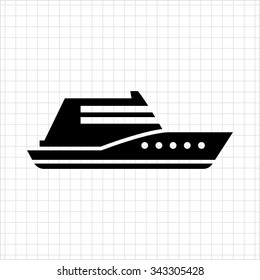 Vector Icon Of Swimming Private Yacht Silhouette