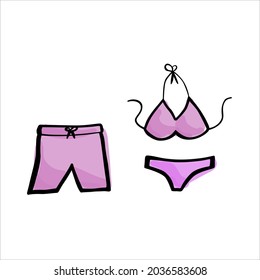 A vector icon of swimwear in the doodle style, on the theme of travel. World Tourism Day