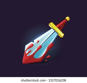 Vector icon sword. Game subject, thing, object, item. Game concept and design. Design element. Magical magic. Game assets and tile. Symbol of force and attack. Fantasy, fiction style. 
