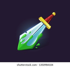 Vector icon sword. Game subject, thing, object. Game concept and design. Design element. Magical magic. Game assets and tile. Symbol of force and attack.
 Fantasy, fiction style. 
