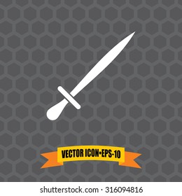 Vector Icon of Sword on Dark Gray Background. Eps.10.