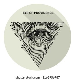Vector icon Symbol of the all-seeing eye. The all-seeing eye in the pyramid. Illustration in a flat style.