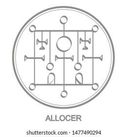 Vector icon with symbol of demon Allocer. Sigil of Demon Allocer
