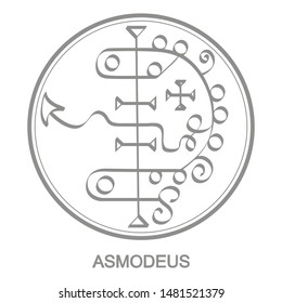 Vector icon with symbol of demon Asmodeus. Sigil of Demon Asmodeus