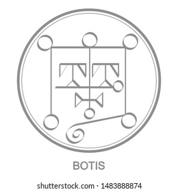 Vector icon with symbol of demon Botis. Sigil of Demon Botis
