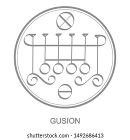 Vector icon with symbol of demon Gusion. Sigil of Demon Gusion