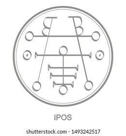 Vector icon with symbol of demon Ipos. Sigil of Demon Ipos