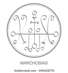 Vector icon with symbol of demon Marchosias. Sigil of Demon Marchosias