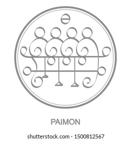 Vector icon with symbol of demon Paimon. Sigil of Demon Paimon