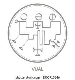 Vector icon with symbol of demon Vual. Sigil of Demon Vual