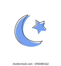 Símbolo vectorial del Islam en el estilo de caricatura sobre fondo blanco aislado. 