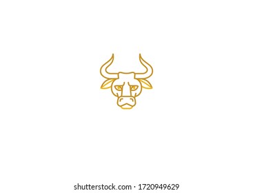 Vector icon, symbol, logo design element, illustration of the Ox Zodiac sign. Symbol of 2021 on the Chinese calendar. Isolated on white background. White Metal Ox, Bull, Chine lucky. New Year's Chines