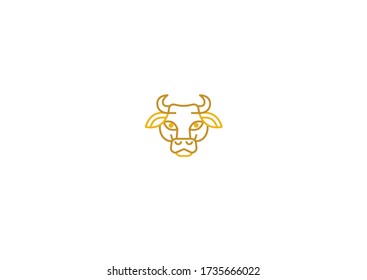 Vector icon, symbol, logo design element, illustration of the Ox Zodiac sign. Symbol of 2021 on the Chinese calendar. Isolated. White Metal Ox, Bull, Chine lucky. New Year's Chinese design element.