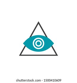 Vector Icon symbol of the Masons All-Seeing Eye. Sign of the Eye of God in the pyramid triangle.