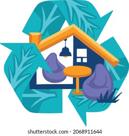 Vector icon symbol of recycling of decor and interior items