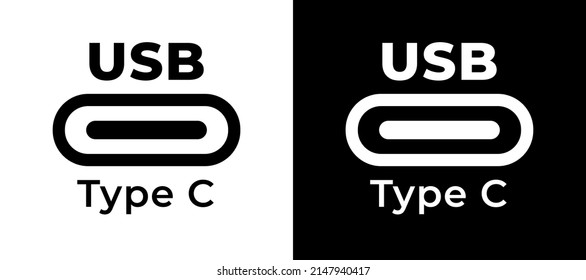 Vector icon symbol USB Type-C. Cable connection USB Type-C for mobile phone.  - Shutterstock ID 2147940417