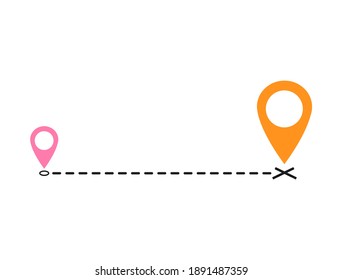 Vector icon, symbol we ve moved announcement design image isolated on white background, straight dashed line