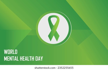 Vector icon symbolizing World Mental Health Day, in green theme with 'World Mental Health Day' text, promoting awareness about mental health