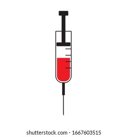 vector icon syringe red black white flat image