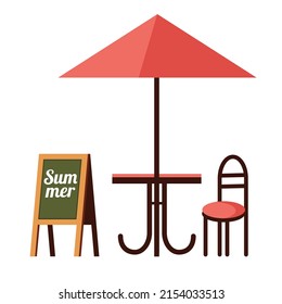 vector icon table with chair and menu, bistro