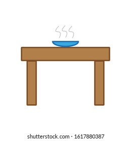 vector icon with table shape with hot food plate