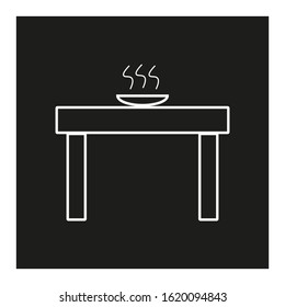 vector icon with table shape with hot food plate