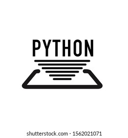 vector icon of tablet with python on the screen, isolated gray simple flat illustration on white background