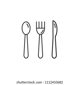 Vector icon of tableware, spoon, fork and knfie.