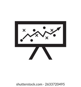 Vector icon of a tactical board with arrows and crosses, representing strategic planning or game play strategy.