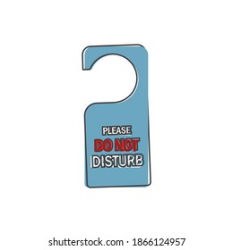 Vector icon tag on the door. Hotel door hanger cartoon style on white isolated background.