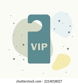 Vector icon tag on the door. Hotel door hanger on multicolored background. Layers grouped for easy editing illustration. For your design.