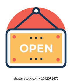 
Vector icon of a tag stating Open 
