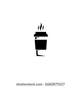 Icono de Vector de taza de café para llevar con tapa y vapor. Perfecto para la marca de cafeterías, íconos App, servicios de entrega y conceptos de café para llevar.