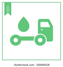 Vector icon of tanker truck with fuel drop