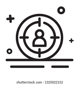Vector icon. Target, Target market, target audience icon. Modern outline icon for any purposes. Suitable for business, finance, marketing theme
