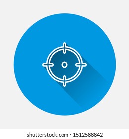 Vector icon of the target on blue background. Flat image with long shadow.