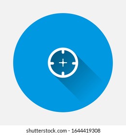 Vector icon target  icon on blue background. Flat image with long shadow.