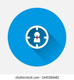 Icono de vector en fondo azul. Imagen plana con gran sombra.
