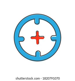 Vector icon target on cartoon style on white isolated background.