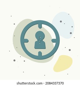 Vector icon target on multicolored background. Layers grouped for easy editing illustration. For your design.