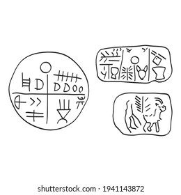 vector icon with The Tartaria tablets Neolithic amulet  for your project